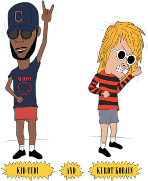 Cartoon Music Legends Kid Cudi Kurt Cobain PNG image with transparent background