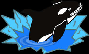 Cartoon Orca Breaking Ice PNG image with transparent background