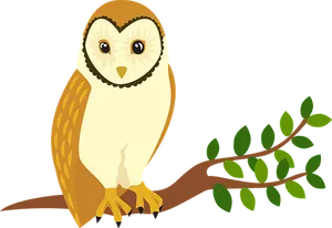 Cartoon Owlon Branch PNG Image