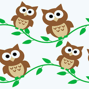 Cartoon Owlson Vines Pattern PNG image with transparent background