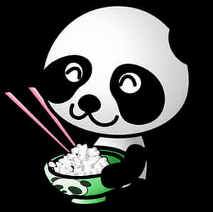 Cartoon Panda Eating Rice PNG image with transparent background