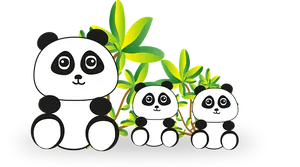 Cartoon Panda Family Bamboo Background PNG Image