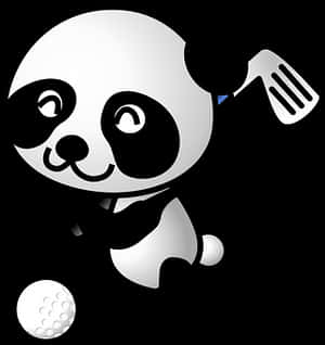 Cartoon Panda Golfer Graphic PNG image with transparent background