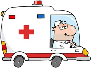 Cartoon Paramedicin Ambulance Vehicle PNG Image