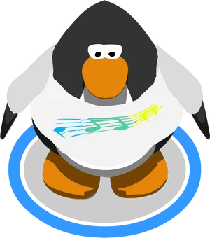 Cartoon Penguin Musical Notes PNG Image