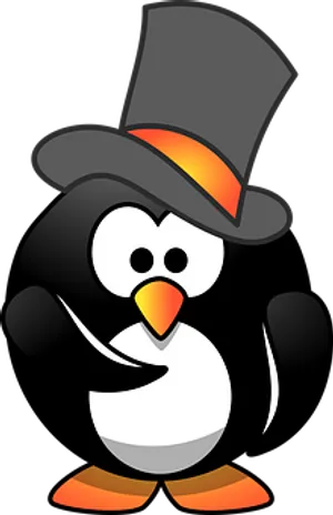 Cartoon Penguinin Top Hat PNG Image