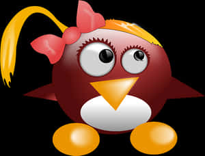 Cartoon Penguinwith Bow PNG with transparent background