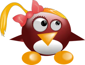 Cartoon Penguinwith Bow PNG Image