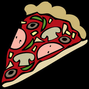 Cartoon Pepperoni Pizza Slice PNG with transparent background