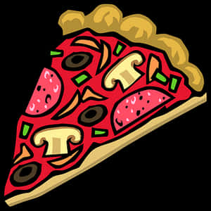 Cartoon Pepperoni Pizza Slice PNG with transparent background