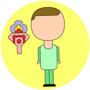 Cartoon Person Thinking About Flowers PNG