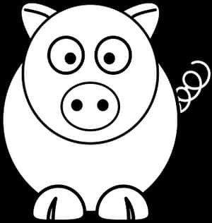 Cartoon Pig Blackand White PNG image with transparent background