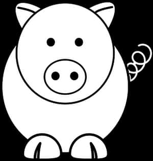 Cartoon Pig Blackand White Vector PNG image with transparent background