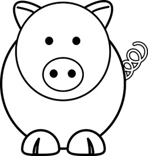 Cartoon Pig Blackand White Vector PNG Image