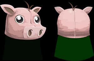 Cartoon Pig Faceand Rear View PNG image with transparent background
