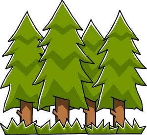 Cartoon Pine Forest Illustration PNG Image