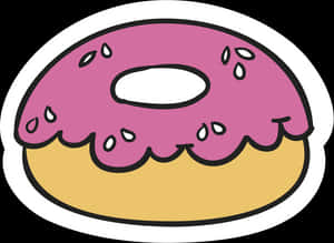 Cartoon Pink Frosted Donut PNG image with transparent background