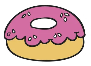 Cartoon Pink Frosted Donut PNG Image