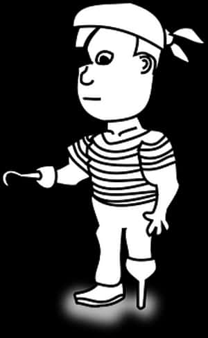 Cartoon Pirate Character Blackand White PNG image with transparent background