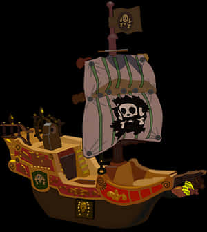 Cartoon Pirate Ship Illustration PNG image with transparent background