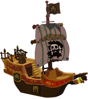 Cartoon Pirate Ship Illustration PNG Image