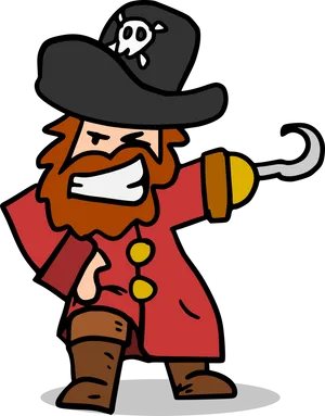 Cartoon Pirate With Hook And Hat.png PNG Image