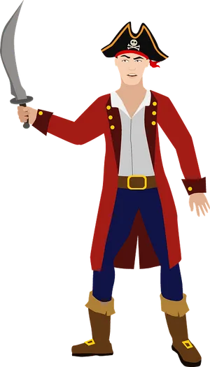 Cartoon Pirate With Sword PNG Image