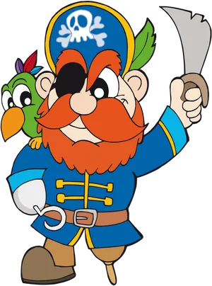 Cartoon Piratewith Parrotand Sword.png PNG Image