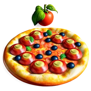 Cartoon Pizza With Tomato Png Ygx3 PNG Image