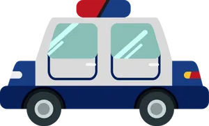 Cartoon Police Car Side View PNG Image