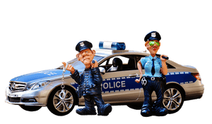Cartoon Police Figuresand Patrol Car PNG image with transparent background