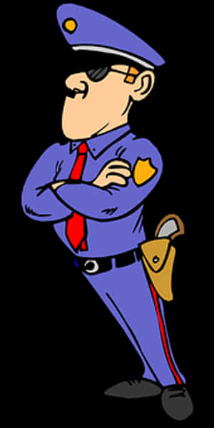 Cartoon Police Officer Standing Firm PNG image with transparent background