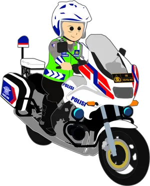 Cartoon Police Officeron Motorbike PNG Image