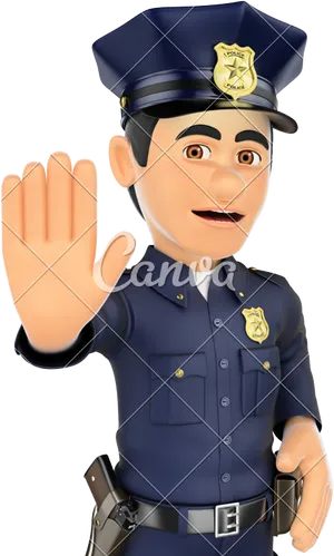 Cartoon Policeman Gesture Stop PNG Image