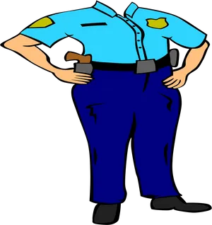 Cartoon Policeman Standing Confidently PNG Image