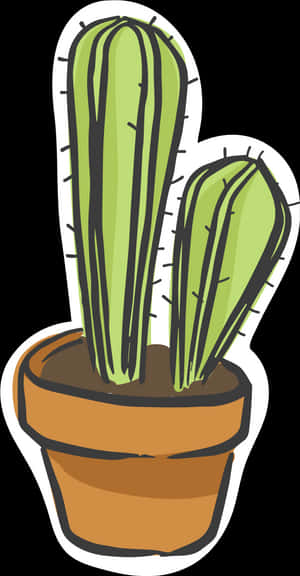 Cartoon Potted Cactus Illustration PNG with transparent background