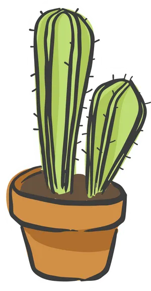 Cartoon Potted Cactus Illustration PNG Image