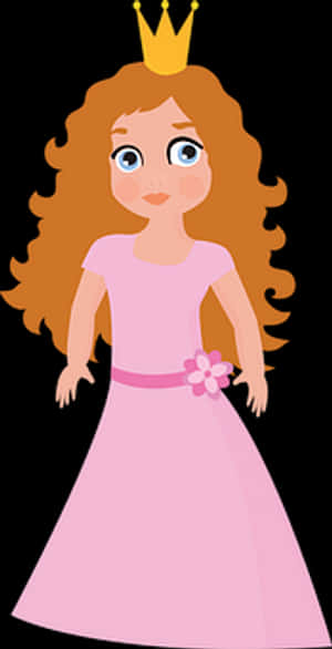 Cartoon Princessin Pink Dress PNG image with transparent background