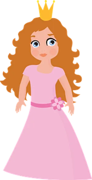 Cartoon Princessin Pink Dress PNG Image