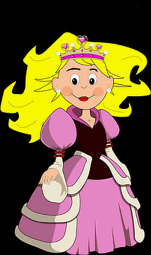 Cartoon Princessin Pink Dress PNG image with transparent background