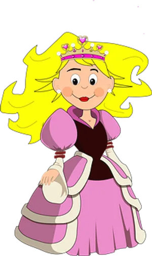 Cartoon Princessin Pink Dress PNG Image