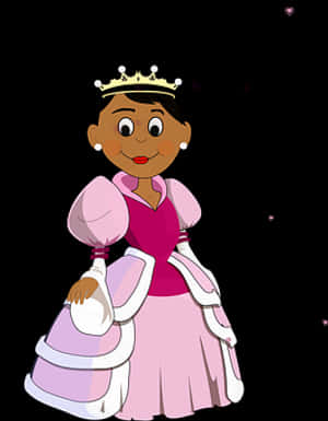 Cartoon Princessin Pink Dress PNG image with transparent background