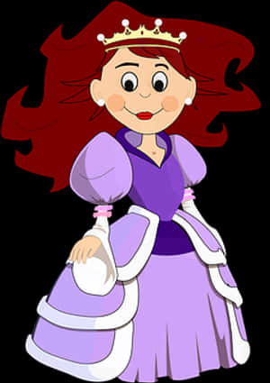 Cartoon Princessin Purple Dress PNG image with transparent background