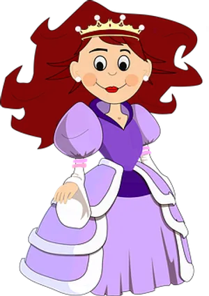 Cartoon Princessin Purple Dress PNG Image