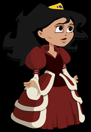 Cartoon Princessin Red Dress PNG image with transparent background