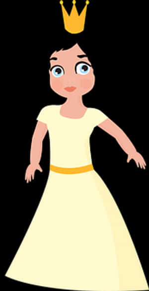 Cartoon Princessin Yellow Dress PNG image with transparent background