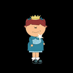 Cartoon Princesswith Magic Wand PNG image with transparent background