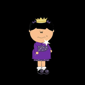 Cartoon Princesswith Wandand Crown PNG image with transparent background