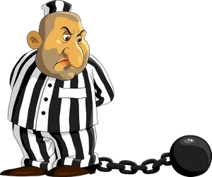 Cartoon Prisonerwith Balland Chain PNG Image