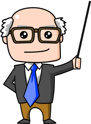 Cartoon Professor With Pointer PNG Image